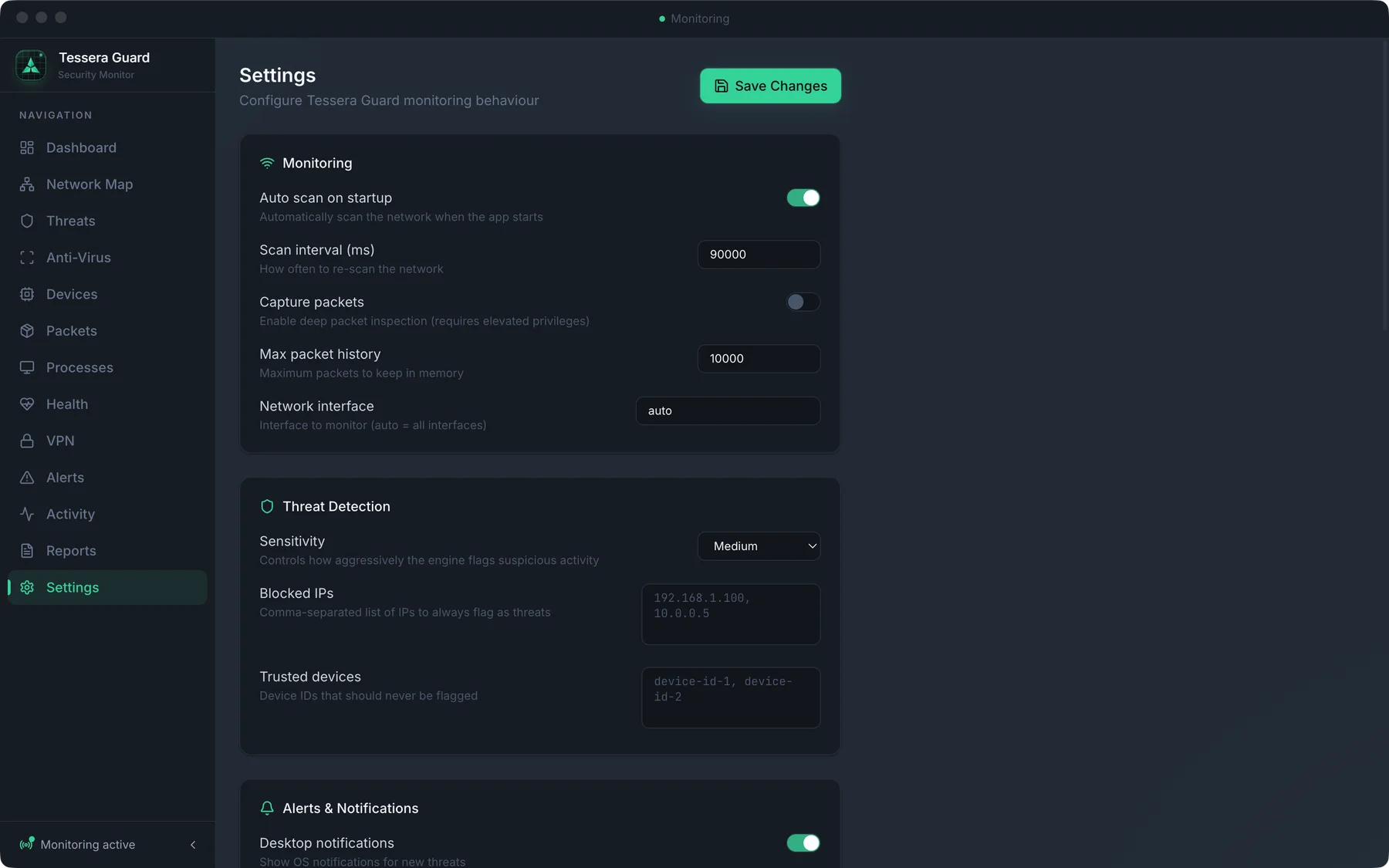 Tessera Guard — Settings
