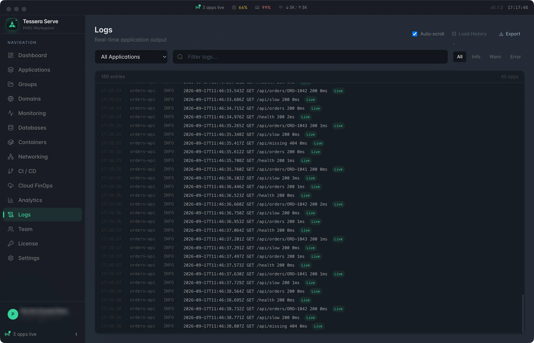 Tessera Serve — Logs