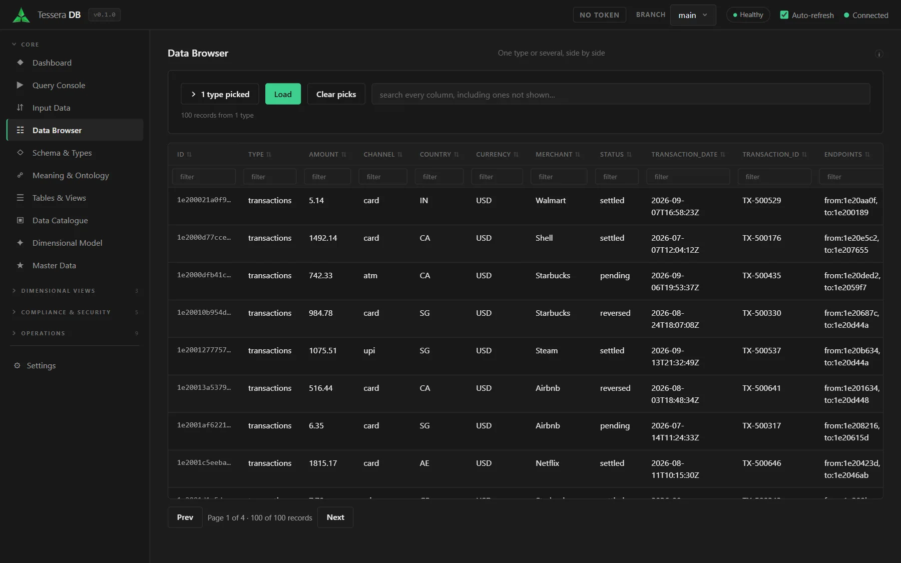 Tessera DB — Data Browser