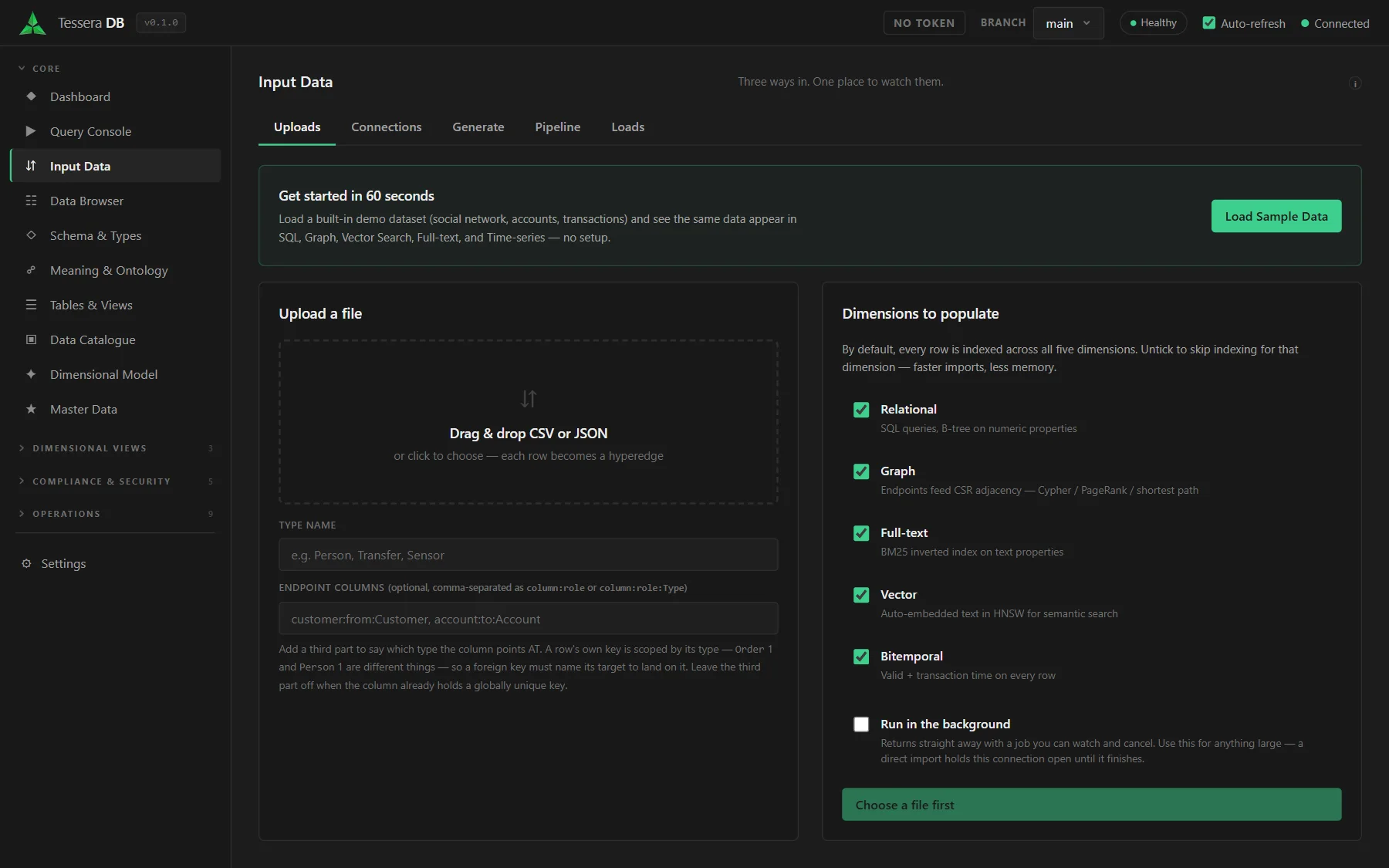 Tessera DB — Input Data