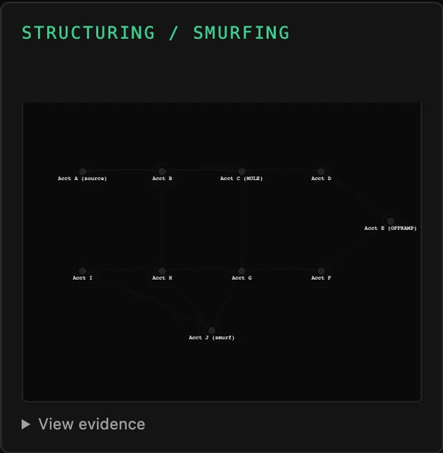 Tessera Viz — Structuring, amounts split below a threshold