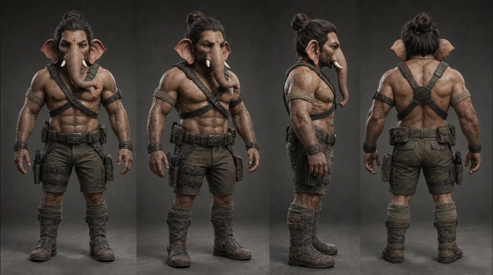 Ganapathi — Character Sheets to a 4K Film — P1 · Ganapathi — turnaround, lit